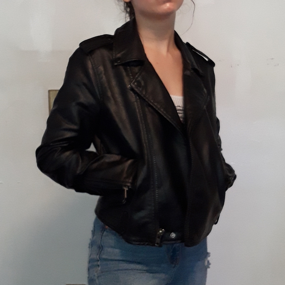 Black faux-leather jacket
